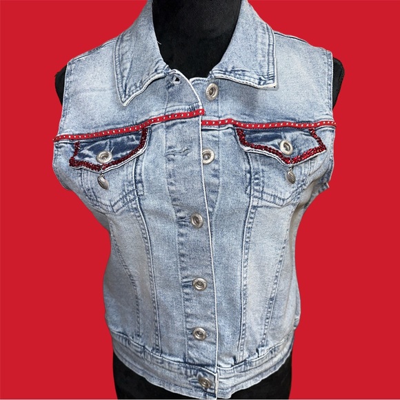 Betty Boop Embroidered Got Football Denim Vest - Picture 3 of 10